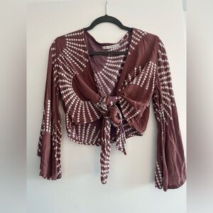 Manaola Burgundy Tie-Front Blouse